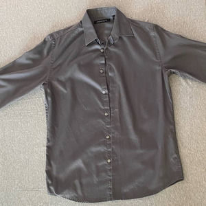 Axist Long Sleeve Dress Shirt Button Down Pinstripe Dark Gray SZ S